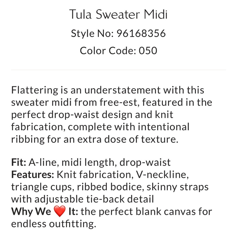 🌸NWTS-$80 FREE PEOPLE Tula Sweater Midi A-Line Drop-Waist Dress SMALL - Picture 9 of 9